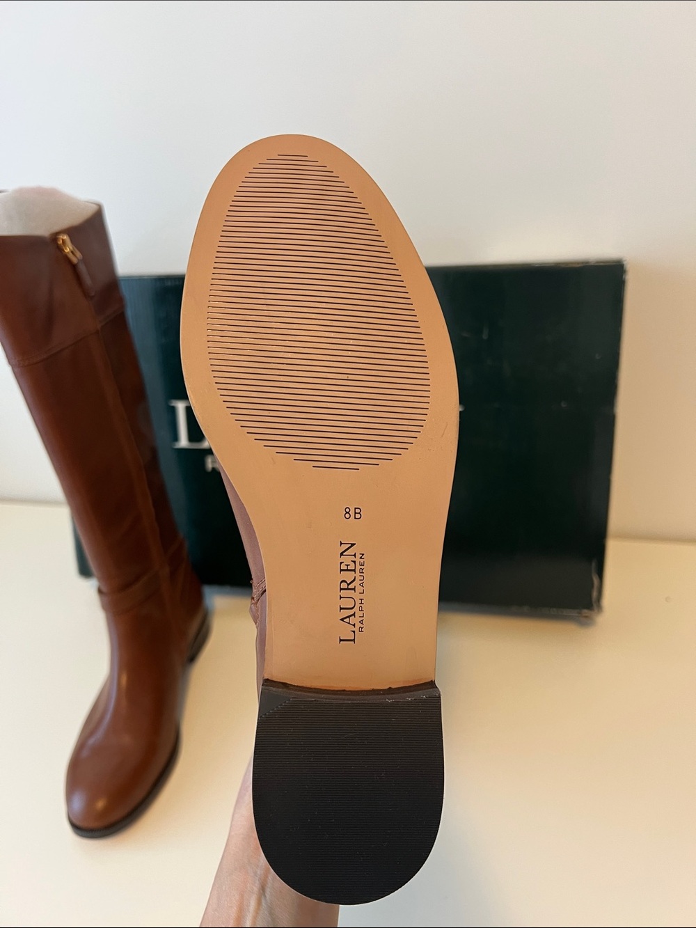 Lauren Ralph Lauren Brown Tall Leather Riding Boots - Picture 9 of 10